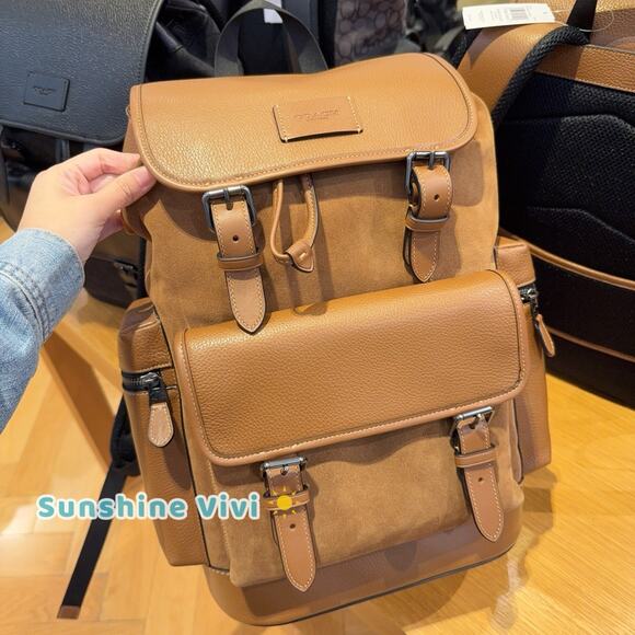 NWT Coach MEN's Sprint Backpack CCG12 suede 2025 Fall🔥🔥 Cognac/Sienna - Picture 1 of 12